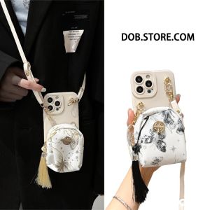 Chic Butterfly Tassel Mobile Phone Wallet Huawei Pura70 Case 90se Honor 100 Crossbody Lanyard Mate60 Soft Silicone Cover Nova12 Womens 8pro