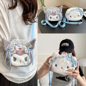 Cute Cartoon Kurokos Uniform Plush Doll Mini Crossbody Bag Single Shoulder Toy Gift for Children Velvet Zipper Closure
