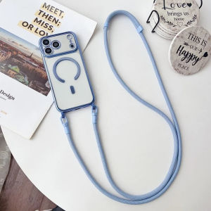 Magnetic Lanyard Case For iPhone 17 Pro Max 14 13 15 16 Plus 17P Original Shockproof Crossbody Neck Cord Strap Soft Clear Cover