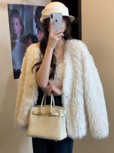 YUFUQING | Korean Style White Fur Leather Integrated Thickened Womens Coat Winter New Eco-friendly Long Sleeve Cardigan For All Body Types