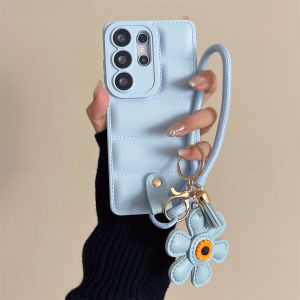 Down Jacket Sunflower Wrist Strap Phone Case for Samsung Galaxy S26 Ultra S25 S24 FE S23 S22 Plus A07 A17 A56 A36 A26 A17 Cover