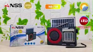 NSS Rechargeable Solar 8 Bands Radio Bluetooth Speaker AM FM SW 1-6 Two Way Radio MP3 Music Player with Battery & USB/Tf Reader & LED Light Flashlight Phone Charger 1200mAh