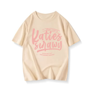 American Style Loose Cotton Short Sleeve T-Shirt for Girls Spring Summer Fashion Brand Printed round Neck Mid-Length Top