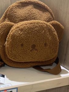 Zgp Cartoon Cute Boris Bear Cute Velvet Japanese and Korean New Arrival Dual-Use Backpack Girls Small Bag Cartoon Bag Fashion