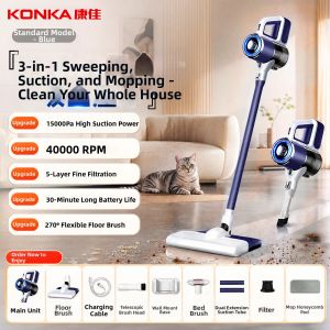 KONKA | Wireless Vacuum Cleaner and Mopping Machine for Home Use with Large Suction Power Pet Hair Removal Automatic Cleaning Integrated Dust Collection