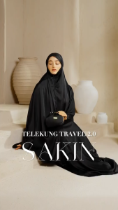 Telekung Travel Sakin 2.0 | Premium Satin Silk Laser Cut With Zip Chin Cover & Exclusive Pouch Bag Suitable For Gift