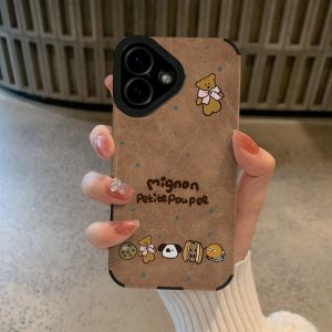 Sup&LV | Apple 16 Series Silicone Case Female Style Full Lens Protection Anti-Fall Soft Protective Cover Cute Cartoon Simple Style