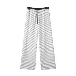 URLAZH | Relaxed Casual Long Pants with Black and White Stripes Patchwork Waist