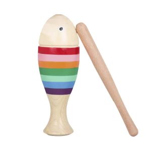 IRIN | IRIN Rainbow Fish Clapper Wooden Clapper with Drumstick Music Education Enlightenment Orff Percussion Instruments