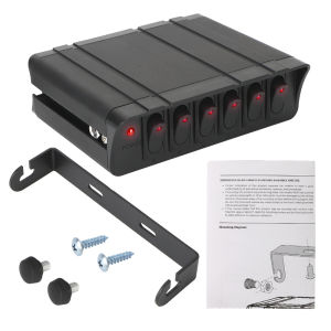 12-24V 20A Waterproof Switch Panel 6 Gang Rocker Switch Box for Cars Vehicles Caravan with LED Light Indicator