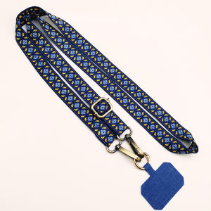 Adjustable Length Crossbody Phone Strap Embroidered Lanyard Neck Strap Universal Phone Case Anti-Loss Vintage Embroidery Pendant