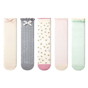 PRIMEET | Summer Light Ballet-Style Womens Socks Net Trimmed with Lace and Bow Medium-Length