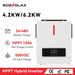 ECGSOLAX Solar Charger Controller Hybrid Inverter 6.2kw/4.2kw On-Grid/Off-Grid 48Vdc 230VAC PV Panel Input 500vdc Pure Sine Wave Solar Inverter Built in 120A MPPT Solar Controller One-click repair function inverter for solar panel - Lazada