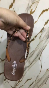 suredele footwear leopard design flip flop brown sole non-slip sandals for women for daily use