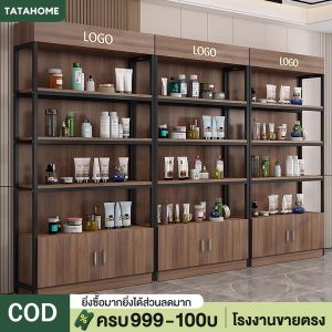 TATA ชั้นวางของ ชั้นวางสินค้า มีประตู ชั้นหนังสือ สแตนเลส+ไม้ ตู้เก็บของ 6ชั้น ชั้นเหล็กวางสินค้า วามจุแบริ่งที่แข็งแกร่ง แบกภาระ 800KG