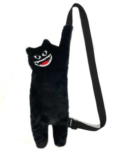 Independent Design Black Cat Monster Original Niche Bag Cute Funny Plush Crossbody Bag Embroidered Underarm Bag Ladies