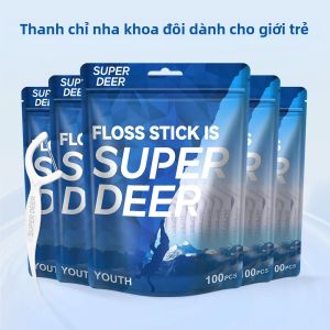 Super Deer Dùng Một Lần Chỉ Nha Khoa Đôi Dây Tăm Cao Cấp Căng Thẳng Chỉ Nha Khoa Chăm Sóc Răng Miệng Cho Người Lớn - 1/2/5 Túi Tùy Chọn