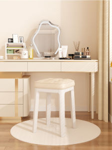 Samedream Luxury Modern Leather Makeup Bench for Women Bedroom Nail Art Chair Home Use Simple Style Non-rotatable Plastic Frame