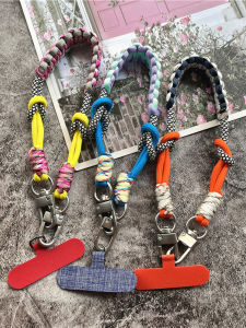 Short Fashionable Wristband Phone Lanyard Outdoor Color Block Knitted Chain Mobile Phone Pendant Accessories Anti-Lost