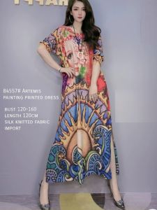 ECLAIRE 003 Dress Midi Loose Printing Longsleeves Lengan Panjang Kasual Casual Mode Modis xassl
