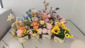 【Flower + pot】Artificial Pot Flowers Small Fake Plants with Pot Mini Potted Plants for House Office Tabletop Decoration