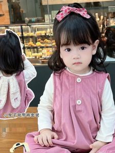 Spring Fashionable Rabbit Print Girls Romper Suit Baby Cute Early Spring Clothes Korean Style 2-Piece Set Comfortable Material