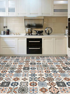 Miếng Dán Sàn Nhà Bếp Dày Chống Thấm Nước Chống Dầu Miếng Dán Chống Trượt Phòng Tắm Phòng Ngủ Miếng Dán Trang Trí Sàn Gạch Tự Dính