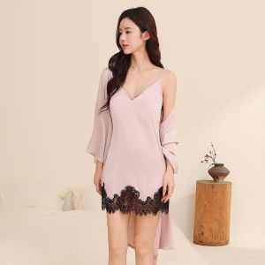 MiiOW | ชุดนอนผู้หญิงพร้อมแผ่นเสริมหน้าอก ชุดนอนสไตล์เซ็กซี่ ชุดนอนฤดูร้อน เสื้อผ้าใส่ในบ้าน ชุดนอนคอวี แขนกุด กระโปรงสั้น