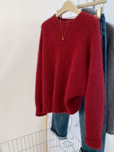 YIFENGXIN | Red Raccoon Velvet Winter Warm Turtleneck Pullover Sweater for Women