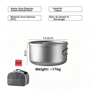 Portable Lightweight Titanium Camping Bowl with Lid