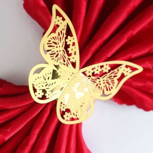 50 Pieces Set Laser Hollowed Out Butterfly Napkin Ring Reflective Golden Western Restaurant Scarf Decoration Napkin Clasp