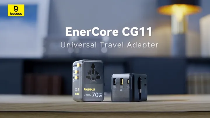 Baseus EnerCore CG11 Universal Travel Adapter 70W with Retractable Cable 2AC+2U+2C Fast Charger
