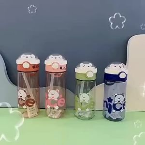 Botol Anak Pelajar Sekolah Anti Tumpah 600ml Botol Motif Nice Beruang Bahan Plastik 0206