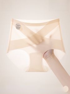 Miiow | Ice Silk High Waist Womens Underwear Thin Triangle Briefs Seamless Skin Color Summer Comfortable Abdomen Control Panties