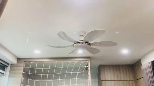 Quạt trần đèn ledquạt trần trang trí 6 cánh trắng điều khiển từ xa hiện đại dành cho phòng kháchchung cưbiệt thự...