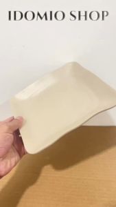 Dĩa Nhựa Melamine Vuông Nhám Nâu