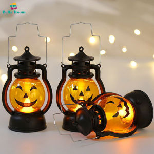Halloween Pumpkin Night Light Portable Hand-lifted Oil Lamp LED Electronic Candle Lights with Battery Party Prop Decoration
