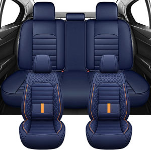 Toyota Car Seat Covers Full Set Waterproof Deluxe PU Leather Car Seat Cover with Lumbar Support Front and Rear Seat Protector for Vios Wigo Hilux Corolla Raize Camry Yaris Innova Rav4 etc