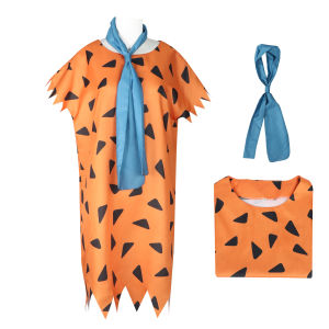 Adult Flintstone Costume Mens Caveman Fred Cosplay Costume Flintstone Tunics Halloween Outfit