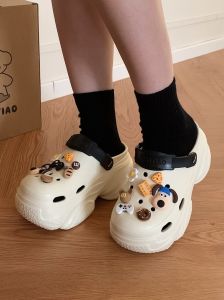 Giày Đế Dày Mùa Hè Thời Trang Cho Nữ Giày Đi Biển Đế EVA Đế Phẳng Đế Cao Su Hoạt Hình Dễ Thương Màu Cà Phê Chó Hở Mũi