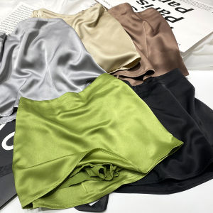 French Vintage Classic Versatile Holiday Satin Shiny Acetate A-Line Mini Skirt Shorts Womens Fashion Summer Natural Waist