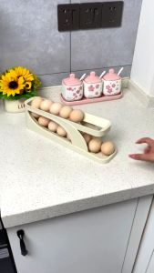 Egg Organizer Egg Tray Organizer For Refrigerator Auto Roll 2 Layer Egg Container Egg Storage Box