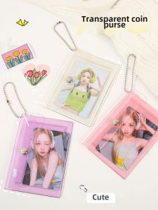 Creative Mini Transparent Card Holder Student Bus Bank Card Clip Youth Fashion Accessory Compact Size PVC Material Keychain