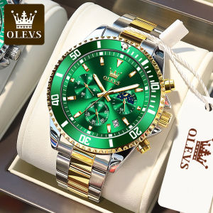 OLEVS Casual Watch for Men Waterproof Luminous Calendar Week Chronograph Tide Pointer Multifunction Stainless Steel Strap