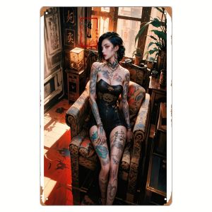 CIFbuy | 2D Metal Sign Flat Iron Wall Art Beautiful Girl Poster 20x30cm/8x12in Home Living Room Bar Office Bedroom Bathroom Wall Deco