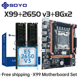 SOYO Computer Components X99 Motherboard Set With LGA2011-3 Xeon E5 2650 V3 CPU DDR4 16GB (2*8GB) 2133MHZ RAM Memory Desktop PC