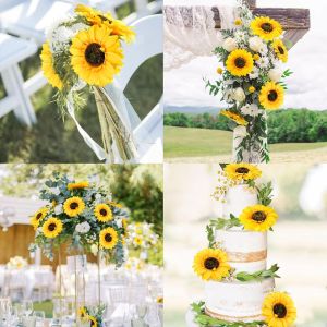Artificial Flowers Sunflowers Home Vases Garden Room Table Decora Wedding Wreath Brial Bouquet Festival Yard Handmade Diy Gifts