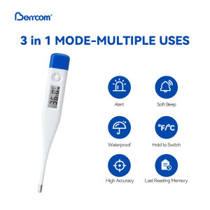 Berrcom Digital Thermometer for Adults and Kids Oral Thermometer for Baby Rectal and Underarm Thermometer for Fever Alarm Medical Thermometer with C/F Switchable
