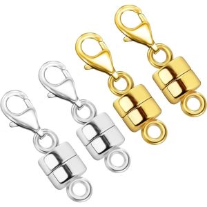Magnetic Necklace Clasps and Closures with Lobster Clasp 14K Gold and Silver Plated Magnet Jewelry Clasps Converters