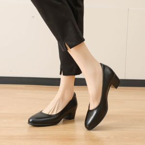 Soft Sole Black Silent Flight Attendant High Heels for Women